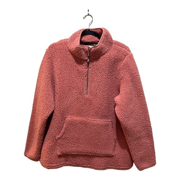 Style & Co. Tops - Style & Co Sherpa Half Zip Pullover Sweatshirt Light Mahogany Size Large